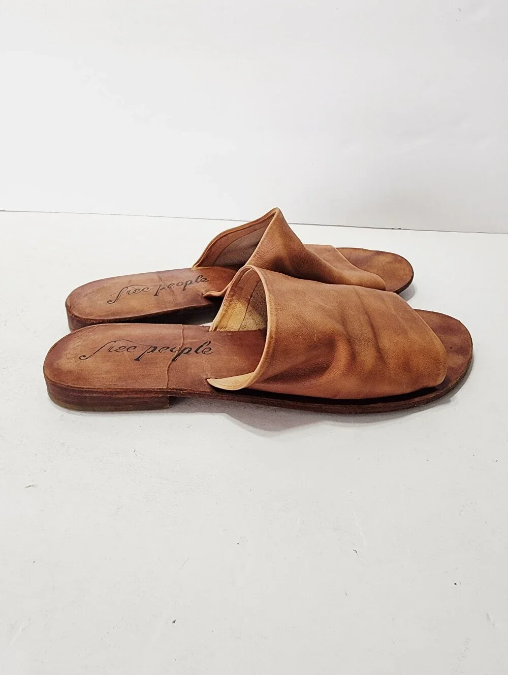 Free People Tan Vicente Leather Slide Mules Size 41